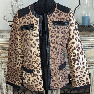 Chico's Animal Print and Patent Leather Jacket Size 1
